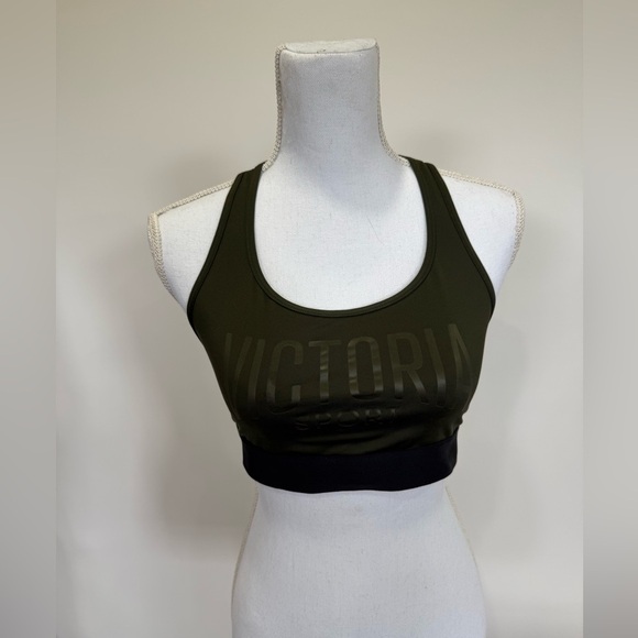Victoria Sport The.Player Olive Green & Pink Sports Bra Size Medium Gym Workout - Picture 1 of 5